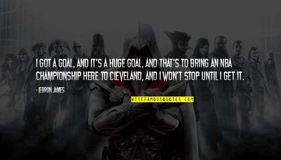 Bring It Quotes By LeBron James: I got a goal, and it's a huge