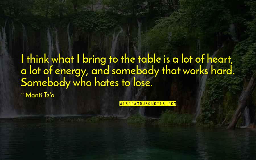 Bring To The Table Quotes By Manti Te'o: I think what I bring to the table