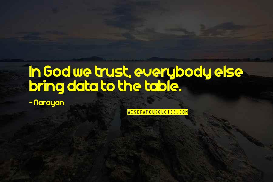 Bring To The Table Quotes By Narayan: In God we trust, everybody else bring data