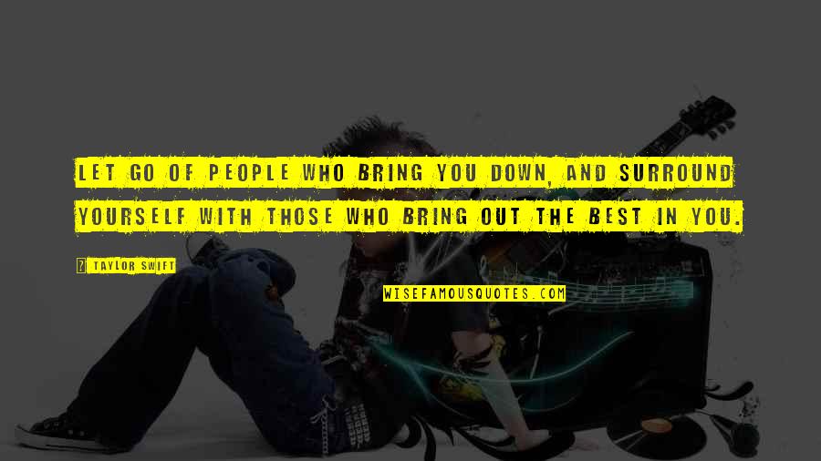 Bring Yourself Down Quotes By Taylor Swift: Let go of people who bring you down,