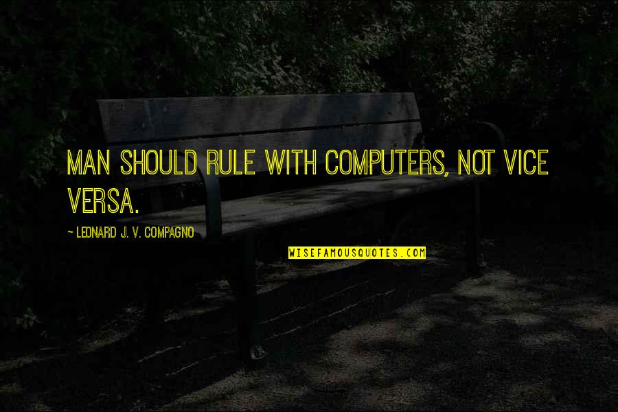 Bringing Me Down Quotes By Leonard J. V. Compagno: Man should rule with computers, not vice versa. Bringing Me Down Quotes By Leonard J. V. Compagno: Man should rule with computers, not vice versa.