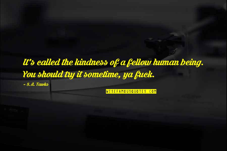 Brisbane Quotes By S.A. Tawks: It's called the kindness of a fellow human