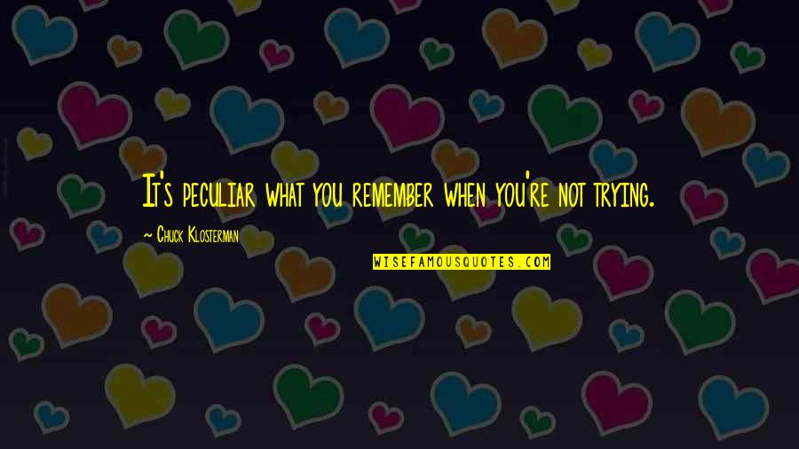 Briseis In The Iliad Quotes By Chuck Klosterman: It's peculiar what you remember when you're not