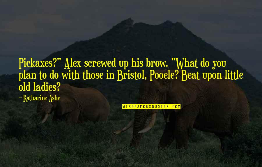 Bristol Quotes By Katharine Ashe: Pickaxes?" Alex screwed up his brow. "What do