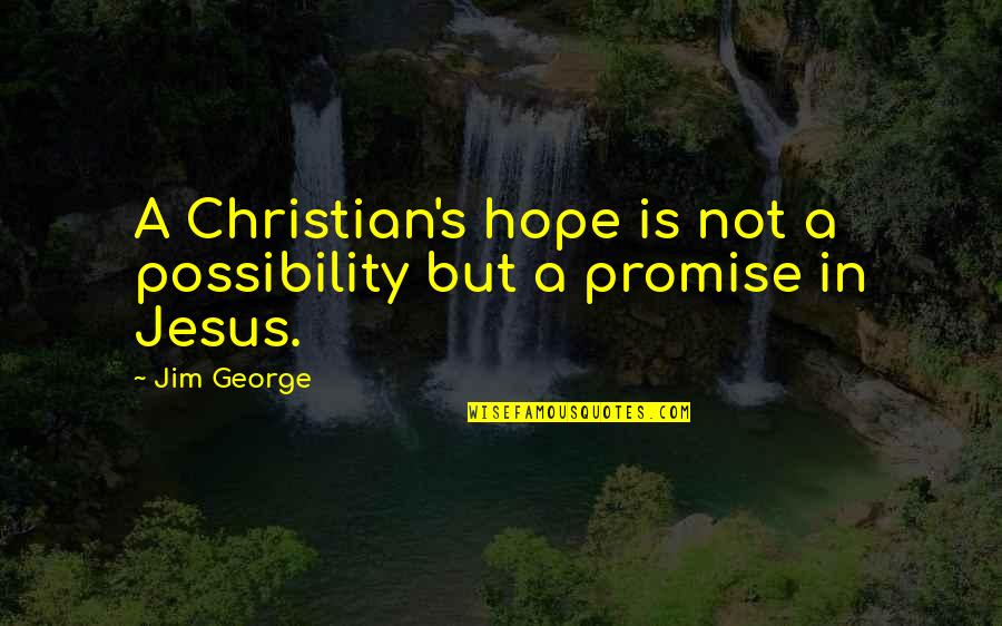 Brixton Riots Quotes By Jim George: A Christian's hope is not a possibility but