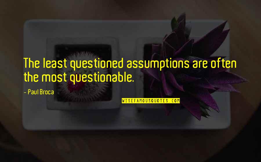 Broca Quotes By Paul Broca: The least questioned assumptions are often the most