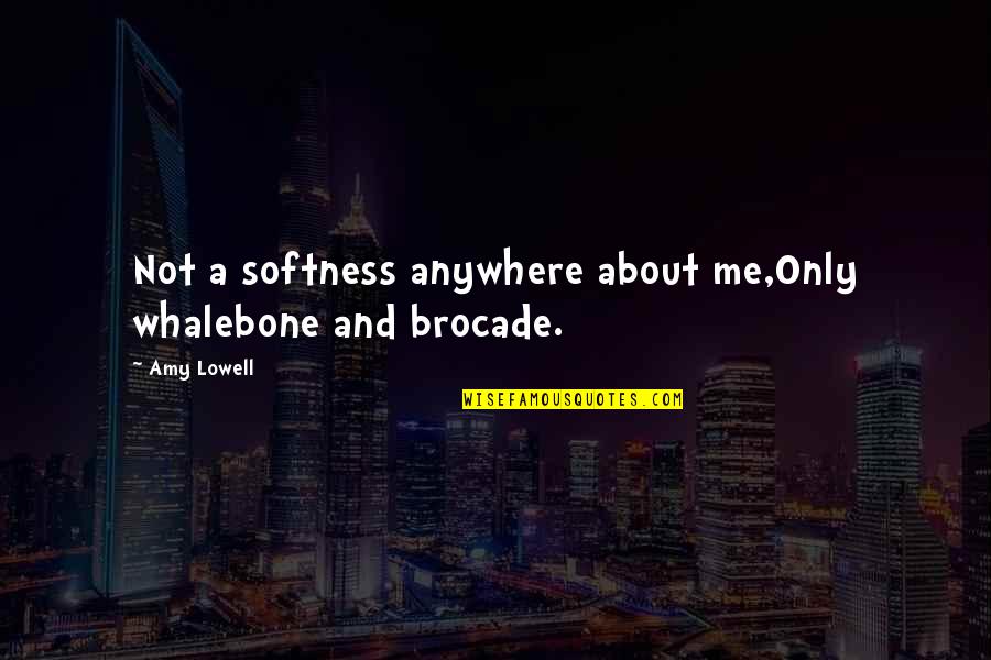 Brocade Quotes By Amy Lowell: Not a softness anywhere about me,Only whalebone and