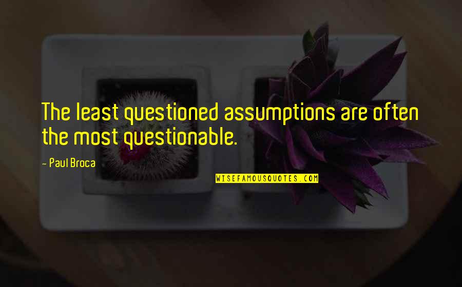 Broca's Quotes By Paul Broca: The least questioned assumptions are often the most