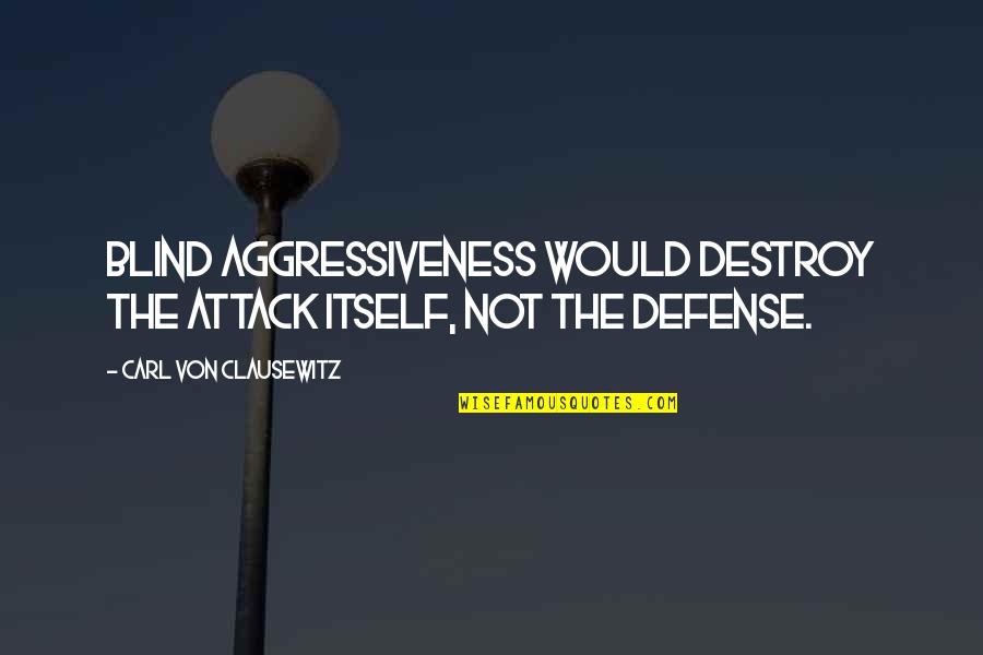 Brochas Quotes By Carl Von Clausewitz: Blind aggressiveness would destroy the attack itself, not Brochas Quotes By Carl Von Clausewitz: Blind aggressiveness would destroy the attack itself, not