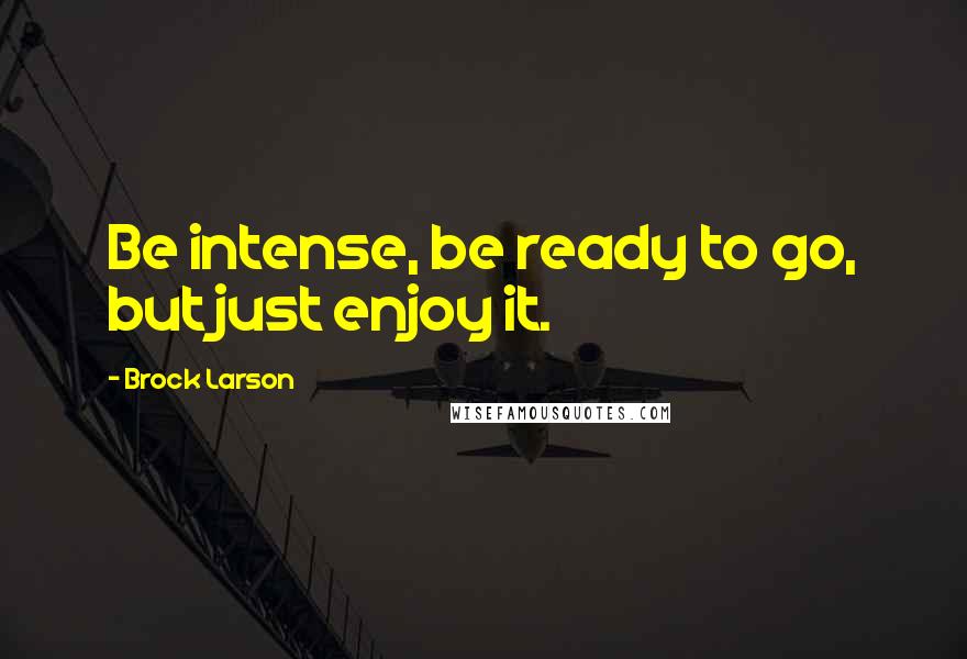 Brock Larson quotes: Be intense, be ready to go, but just enjoy it.