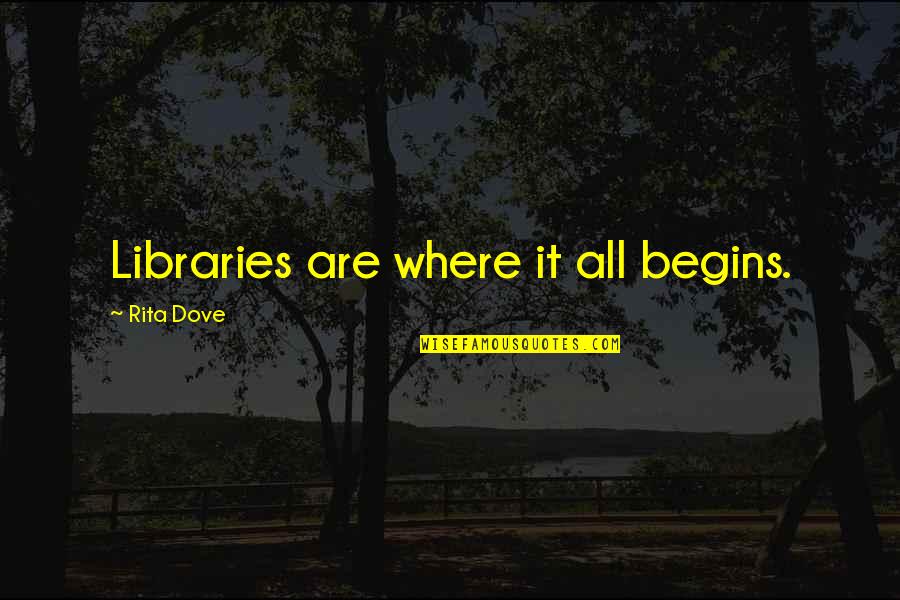 Brodek Heads Quotes By Rita Dove: Libraries are where it all begins.