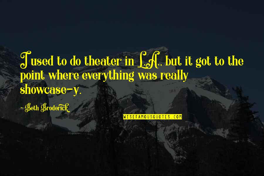 Broderick Quotes By Beth Broderick: I used to do theater in L.A., but Broderick Quotes By Beth Broderick: I used to do theater in L.A., but