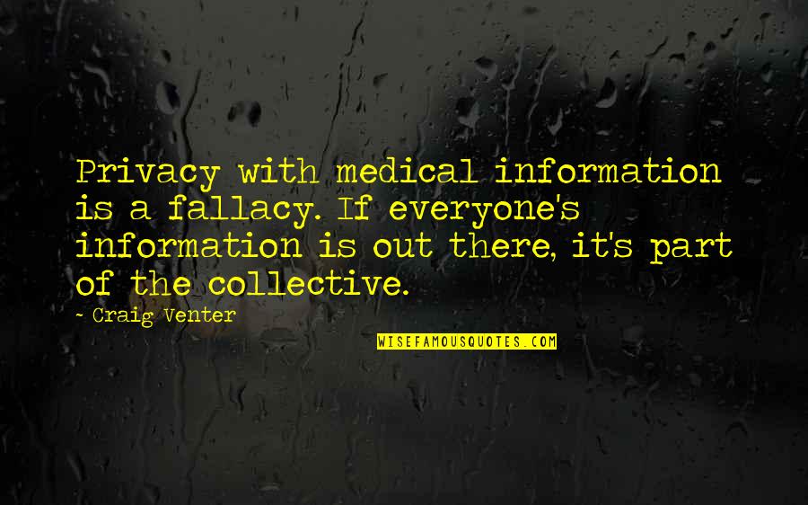 Broerman Sons Quotes By Craig Venter: Privacy with medical information is a fallacy. If