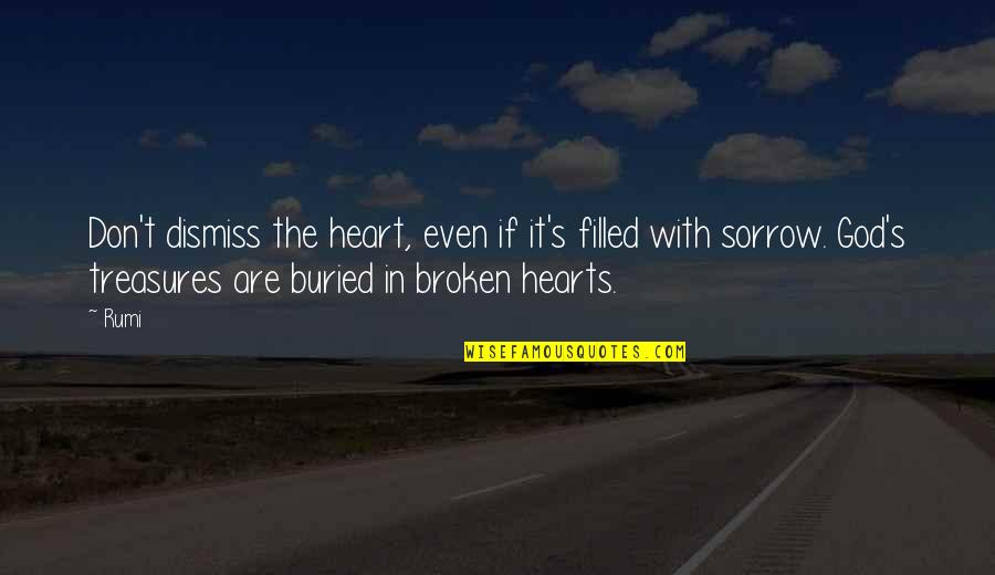 Broken Broken Hearts Quotes By Rumi: Don't dismiss the heart, even if it's filled