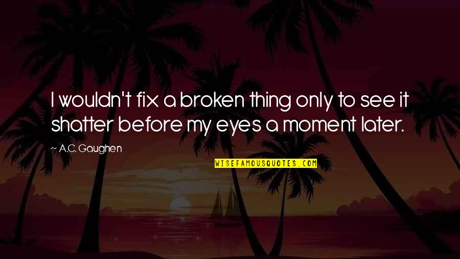 Broken Eyes Quotes By A.C. Gaughen: I wouldn't fix a broken thing only to
