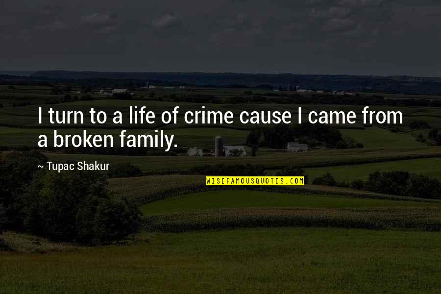 Broken Family Quotes By Tupac Shakur: I turn to a life of crime cause