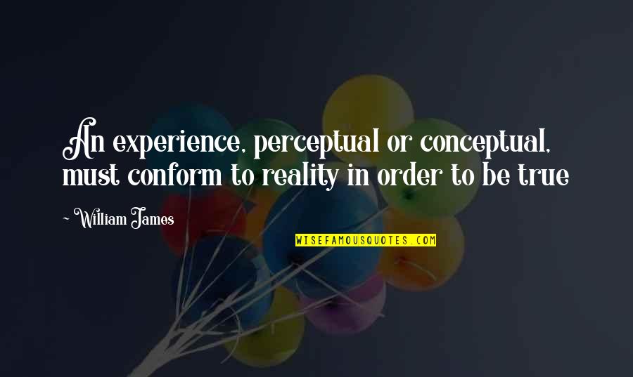 Broken Family Tree Quotes By William James: An experience, perceptual or conceptual, must conform to