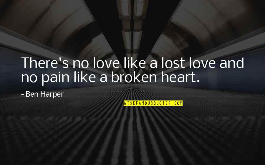 Broken Heart And Lost Love Quotes By Ben Harper: There's no love like a lost love and