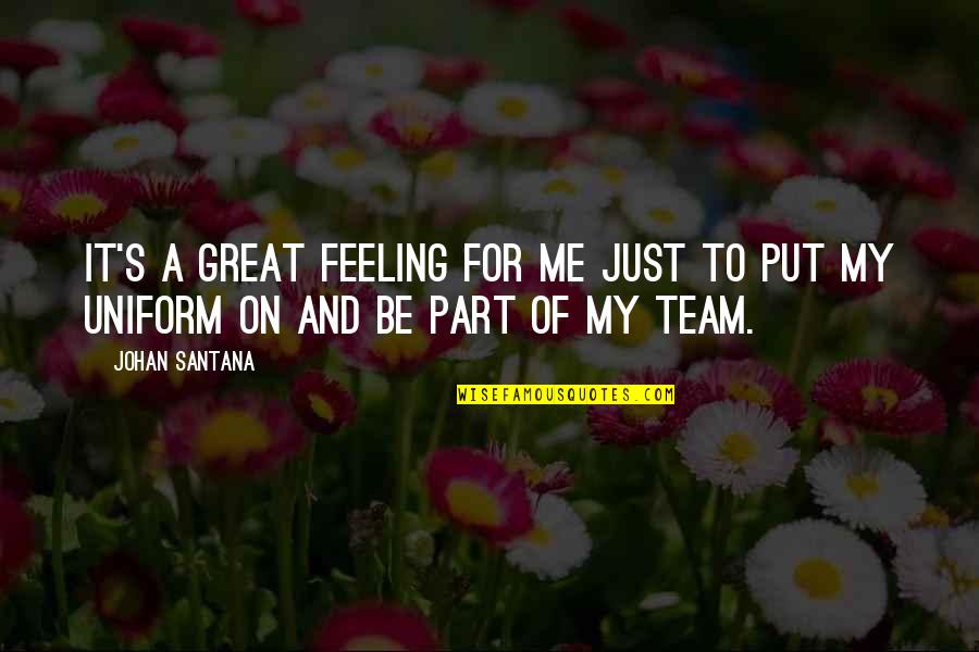 Broken Heart And Smile Quotes By Johan Santana: It's a great feeling for me just to
