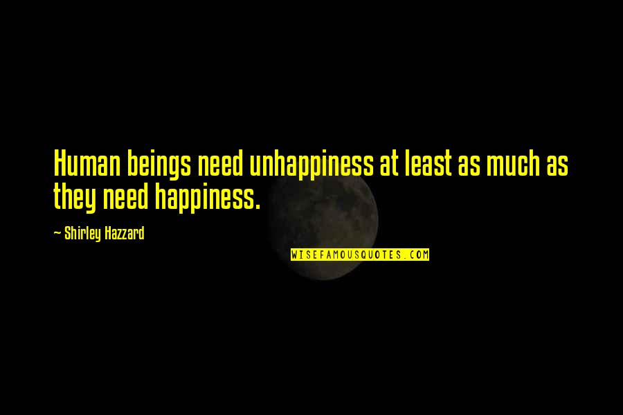 Broken Heart Faith Quotes By Shirley Hazzard: Human beings need unhappiness at least as much Broken Heart Faith Quotes By Shirley Hazzard: Human beings need unhappiness at least as much