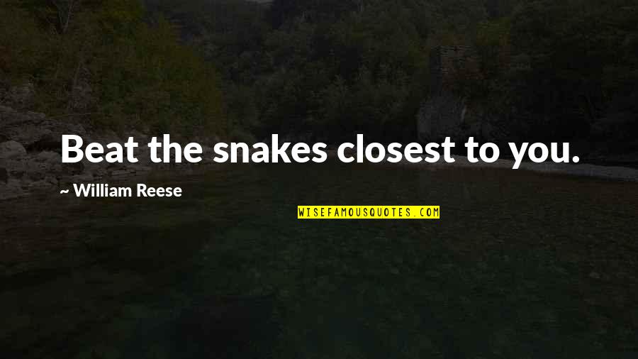 Broken Hearted Quotes Quotes By William Reese: Beat the snakes closest to you.