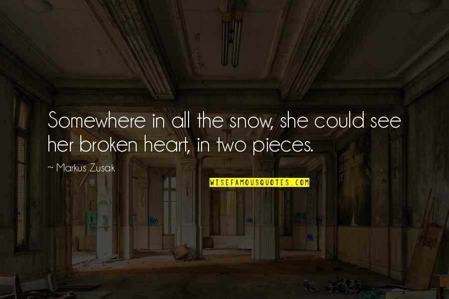 Broken In Pieces Quotes By Markus Zusak: Somewhere in all the snow, she could see