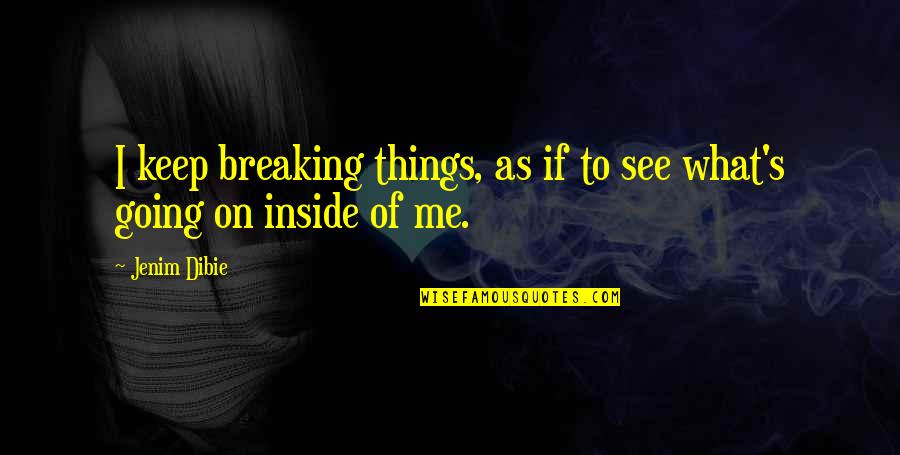 Broken Inside Love Quotes By Jenim Dibie: I keep breaking things, as if to see