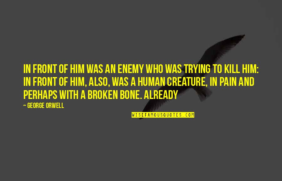 Broken Pain Quotes By George Orwell: In front of him was an enemy who