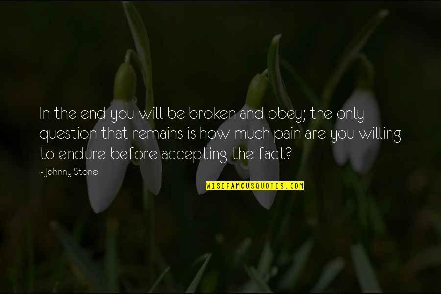 Broken Pain Quotes By Johnny Stone: In the end you will be broken and