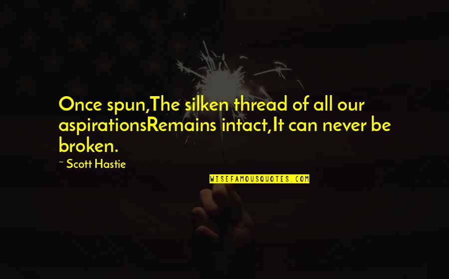 Broken Thread Quotes By Scott Hastie: Once spun,The silken thread of all our aspirationsRemains