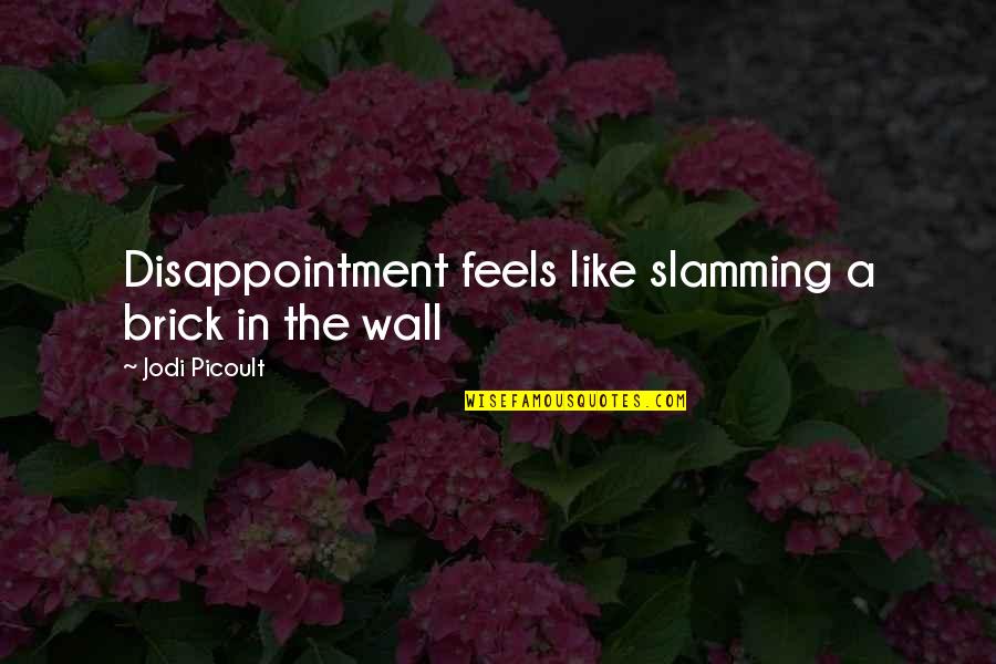 Broken Writer Quotes By Jodi Picoult: Disappointment feels like slamming a brick in the