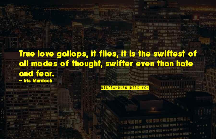Brokster Quotes By Iris Murdoch: True love gallops, it flies, it is the