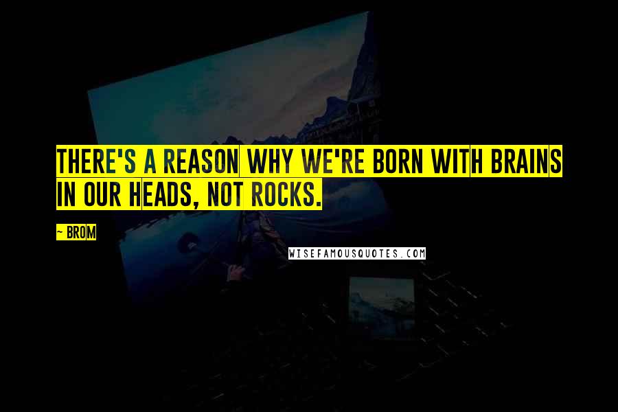 Brom quotes: There's a reason why we're born with brains in our heads, not rocks.