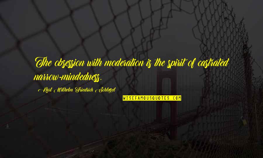 Bronckhorst Quotes By Karl Wilhelm Friedrich Schlegel: The obsession with moderation is the spirit of