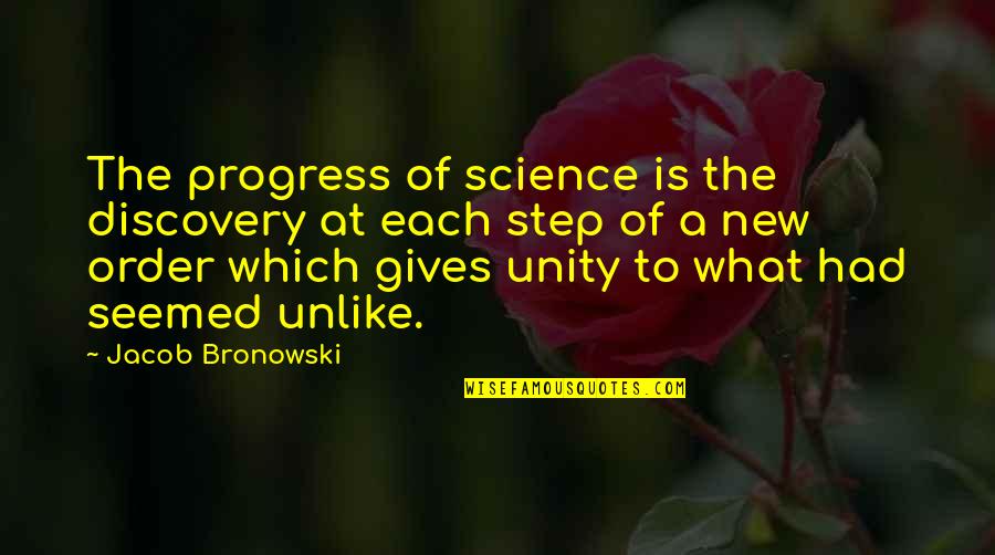 Bronowski Quotes By Jacob Bronowski: The progress of science is the discovery at