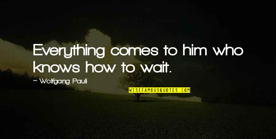 Bronquitis Definicion Quotes By Wolfgang Pauli: Everything comes to him who knows how to Bronquitis Definicion Quotes By Wolfgang Pauli: Everything comes to him who knows how to