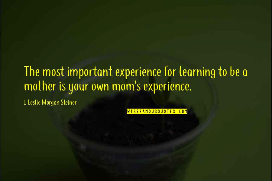 Brontes Steropes Quotes By Leslie Morgan Steiner: The most important experience for learning to be