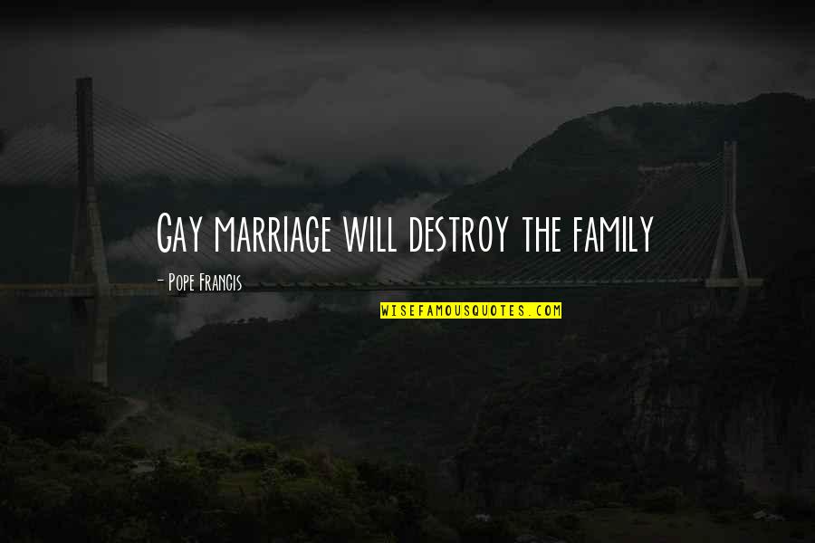 Brontispa Quotes By Pope Francis: Gay marriage will destroy the family