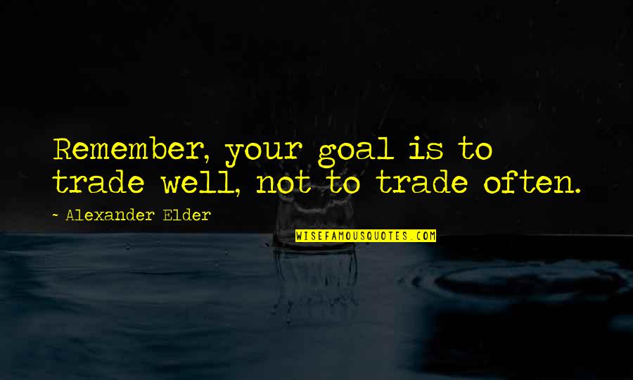 Brook Soso Quotes By Alexander Elder: Remember, your goal is to trade well, not