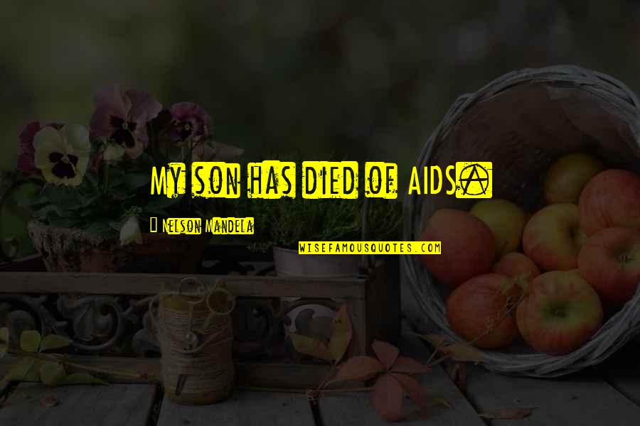 Brooking Quotes By Nelson Mandela: My son has died of AIDS. Brooking Quotes By Nelson Mandela: My son has died of AIDS.