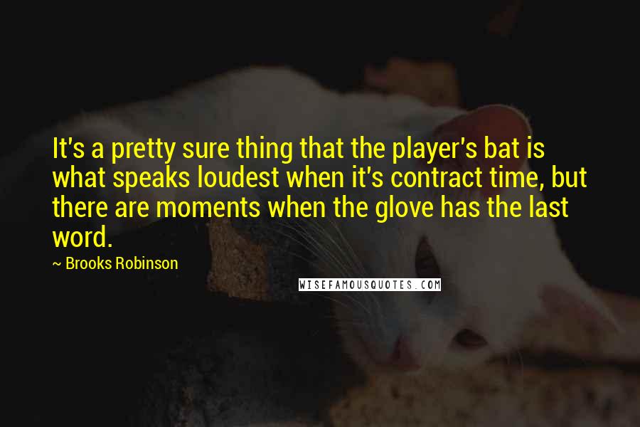 Brooks Robinson quotes: It's a pretty sure thing that the player's bat is what speaks loudest when it's contract time, but there are moments when the glove has the last word.