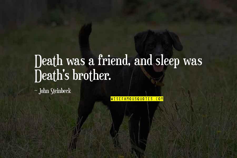 Brother Dying Quotes By John Steinbeck: Death was a friend, and sleep was Death's