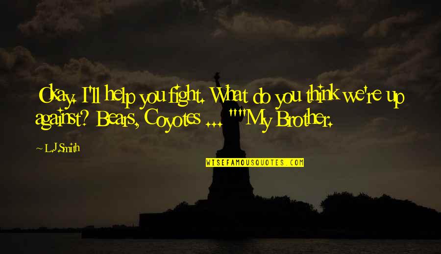 Brother Fight Quotes By L.J.Smith: Okay. I'll help you fight. What do you