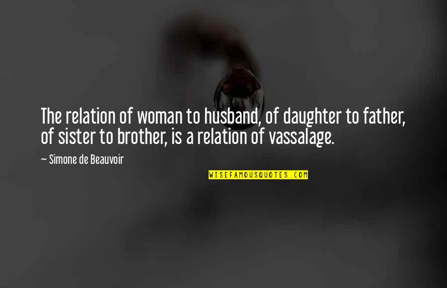 Brother For Sister Quotes By Simone De Beauvoir: The relation of woman to husband, of daughter