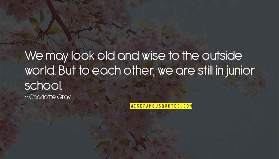 Brother Sister Quotes By Charlotte Gray: We may look old and wise to the