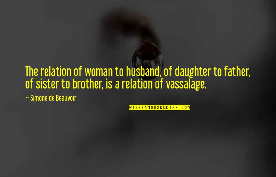 Brother Sister Quotes By Simone De Beauvoir: The relation of woman to husband, of daughter