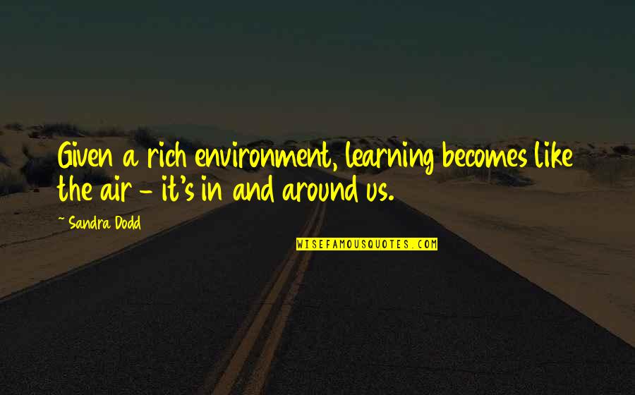 Brother Zachariah Quotes By Sandra Dodd: Given a rich environment, learning becomes like the