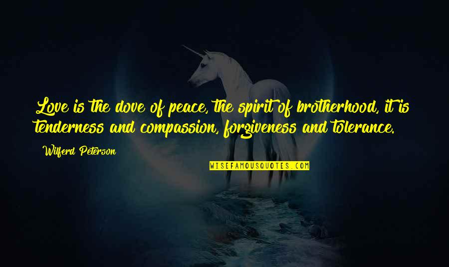 Brotherhood Love Quotes By Wilferd Peterson: Love is the dove of peace, the spirit