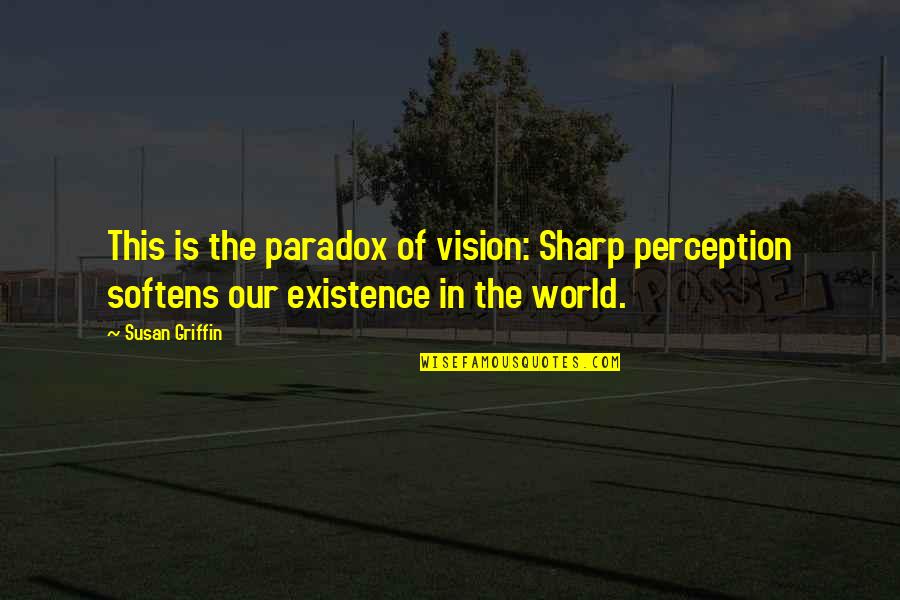 Brothers And Sisters Growing Up Quotes By Susan Griffin: This is the paradox of vision: Sharp perception