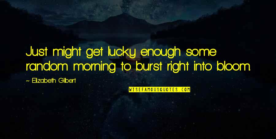 Brothers In Arms Funny Quotes By Elizabeth Gilbert: Just might get lucky enough some random morning